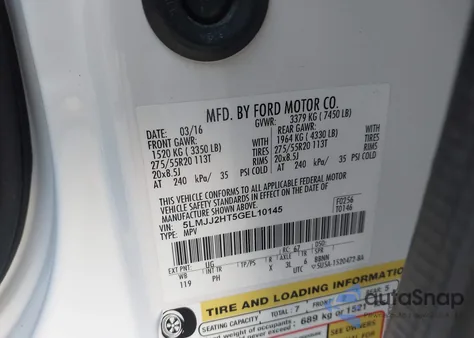 2016 Lincoln Navigator Select from USA, damaged, VIN 5LMJJ2HT5GEL10145